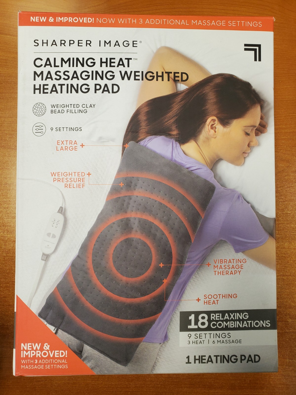 Sharper Image Calming Heat Massaging Weighted Heating Pad 24"x12" (3980) F