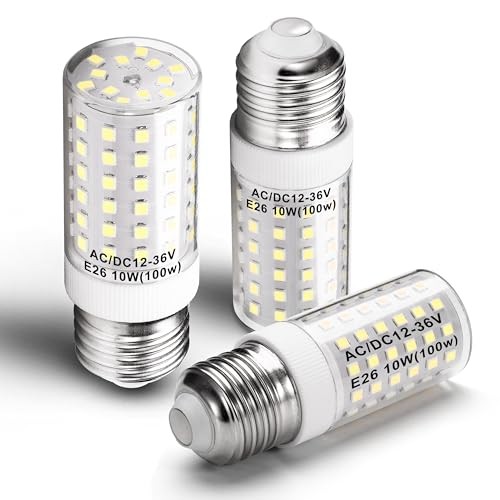 12 Volt 24V Low Voltage E26 Medium Screw 10W - Corn Bulb 6000k Daylight White