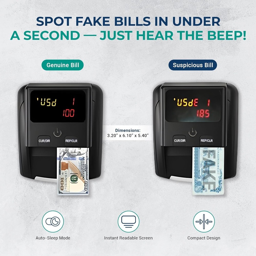 Professional Currency Detector with Large Display for Fast Bill Validation