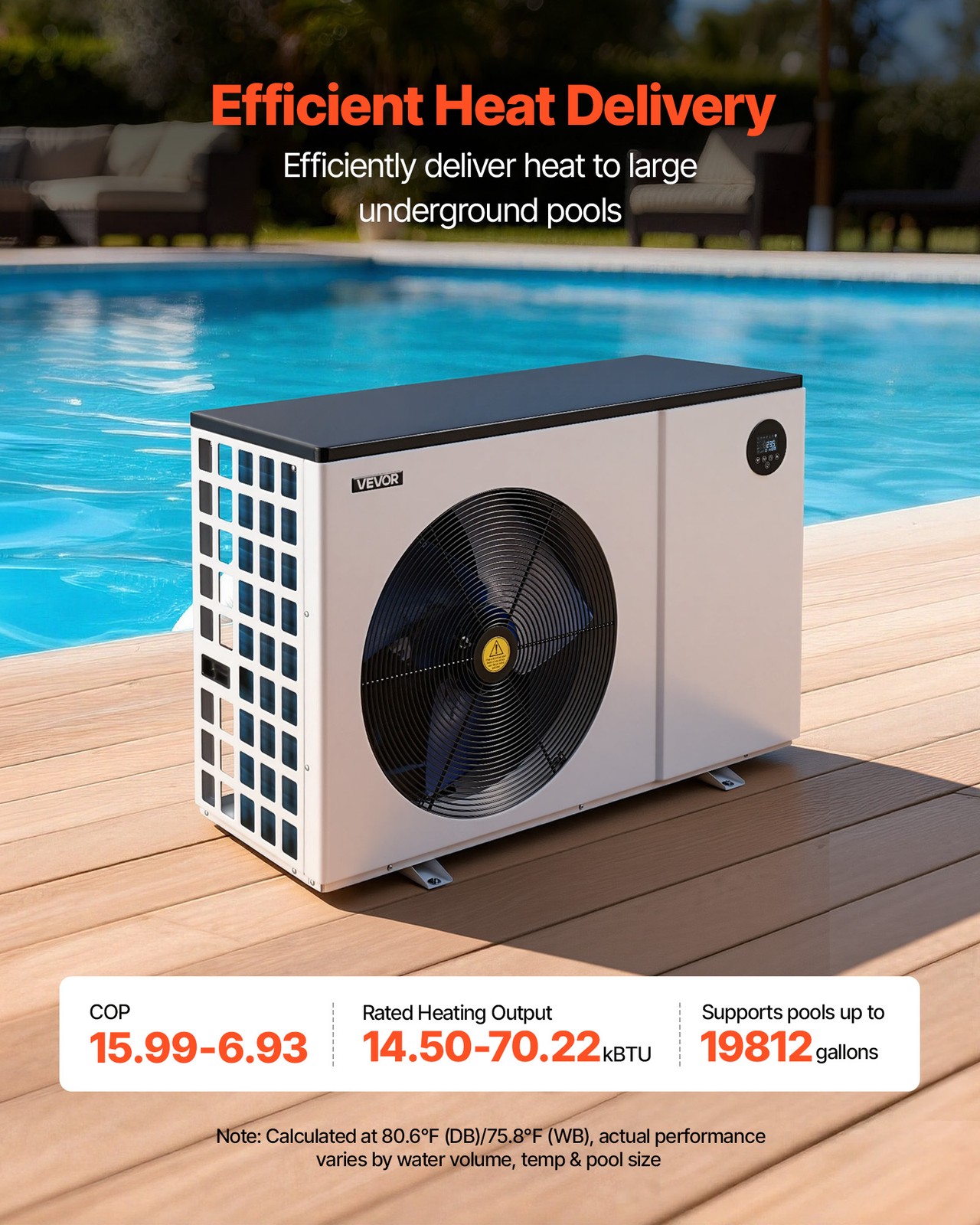 VEVOR 70730 BTU Pool Heat Pump Electric Heater for In-Ground All-DC Inverter