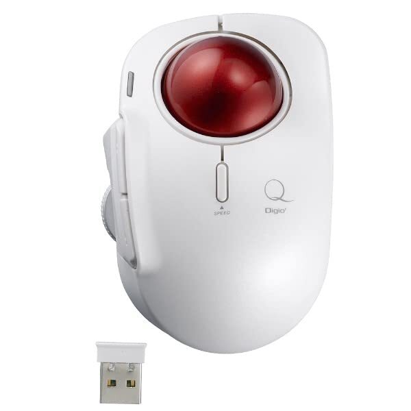Digio2 Trackball Mouse Small Wireless 5Button Laser Type Index Finger White