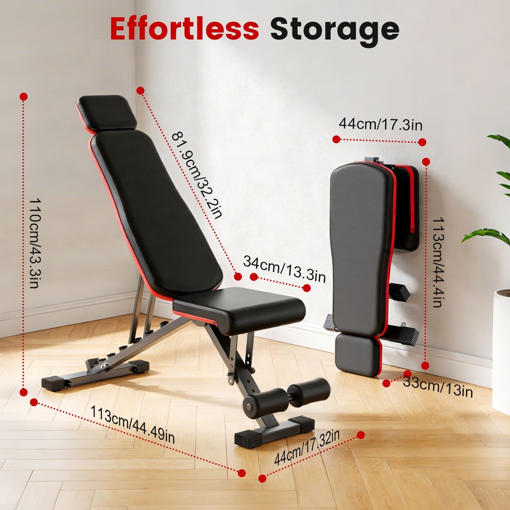 Foldable Weight Dumbbell Bench Incline Decline Foldable Body Workout Exercise US