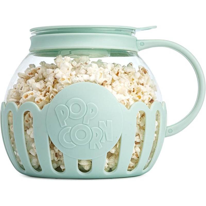 Dual Function Microwave Popcorn Popper Borosilicate Glass Healthy Snack Maker US