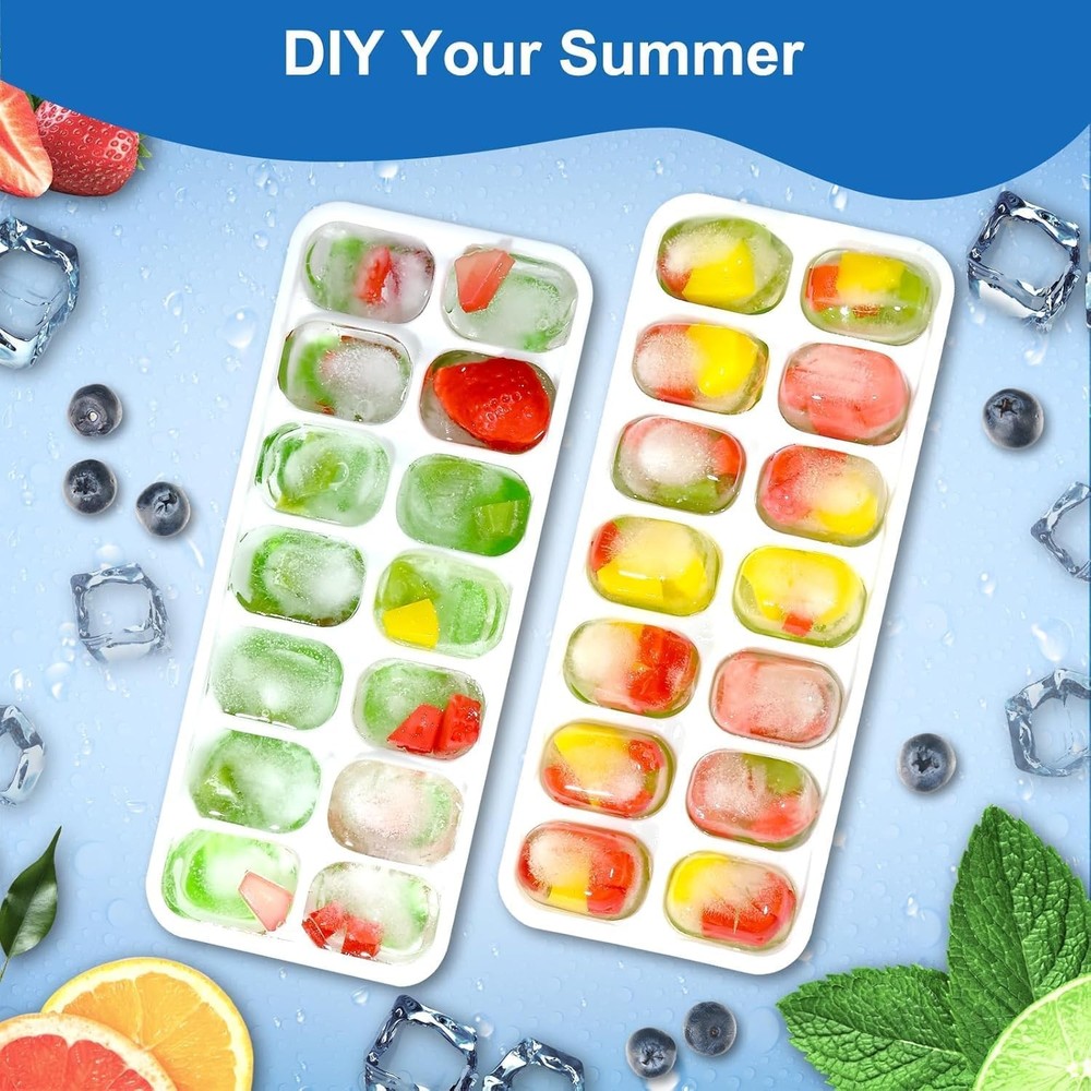 Ice Cube Trays for Freezer with Lids, 4 Pack 56-Cube Stackable Ice Trays, Easy-