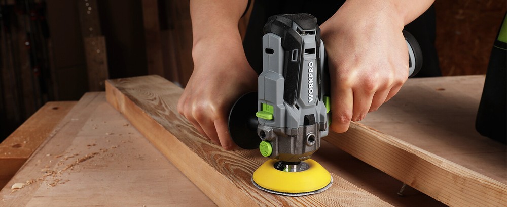 WORKPRO Cordless Polisher 12V Mini Car Detailing 3" Buffer & Sander Machine Kit