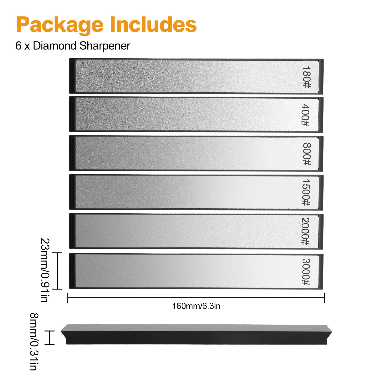 6x Diamond Sharpening Stone Set Knife Sharpener 80 400 800 1500 2000 3000 Grit