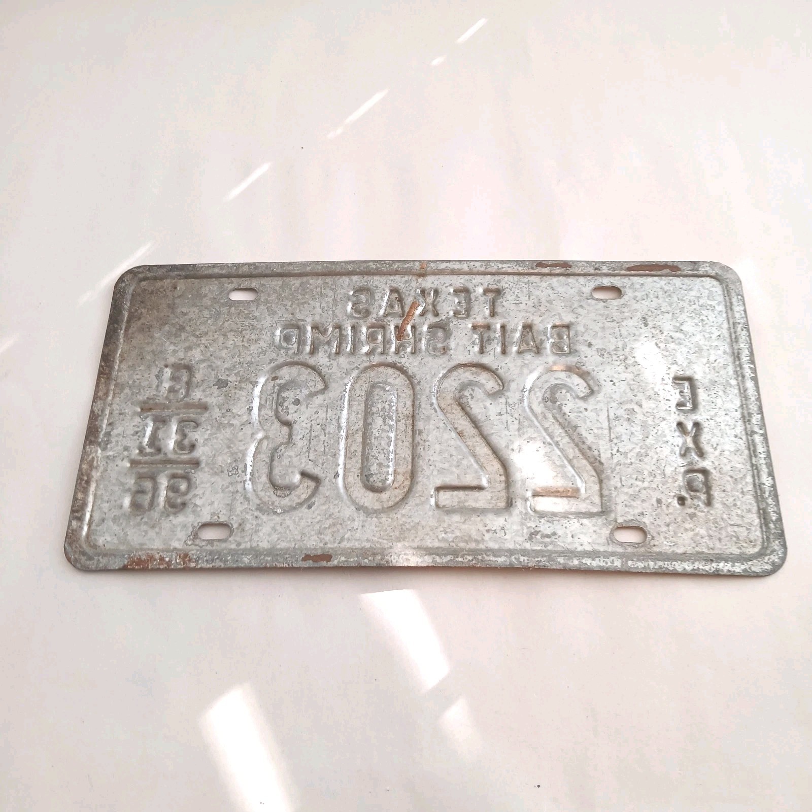 Vintage Texas Bait Shrimp Permit Nautical Boat License Plate