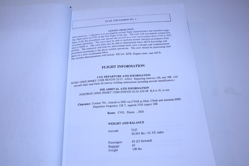 Comair CL-65 Canadair Regional Jet Initial Training Program FTP & SIM Aviation