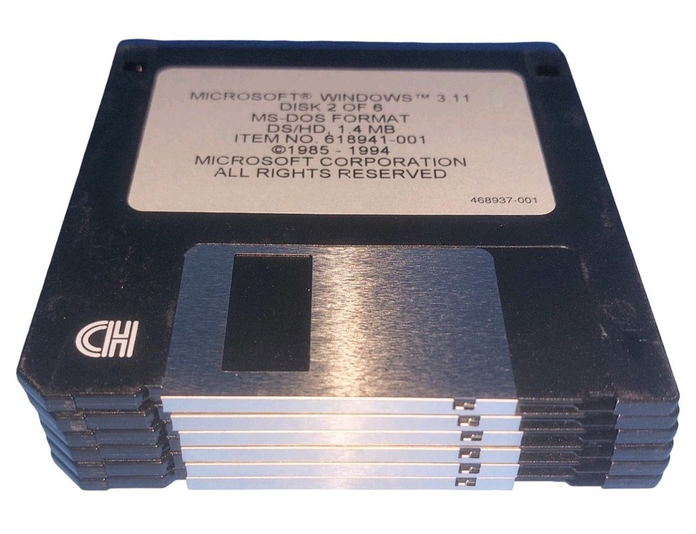 Microsoft Windows 3.11 Operating System Software 3.5" Floppy Disk 1993 Set 1 - 6