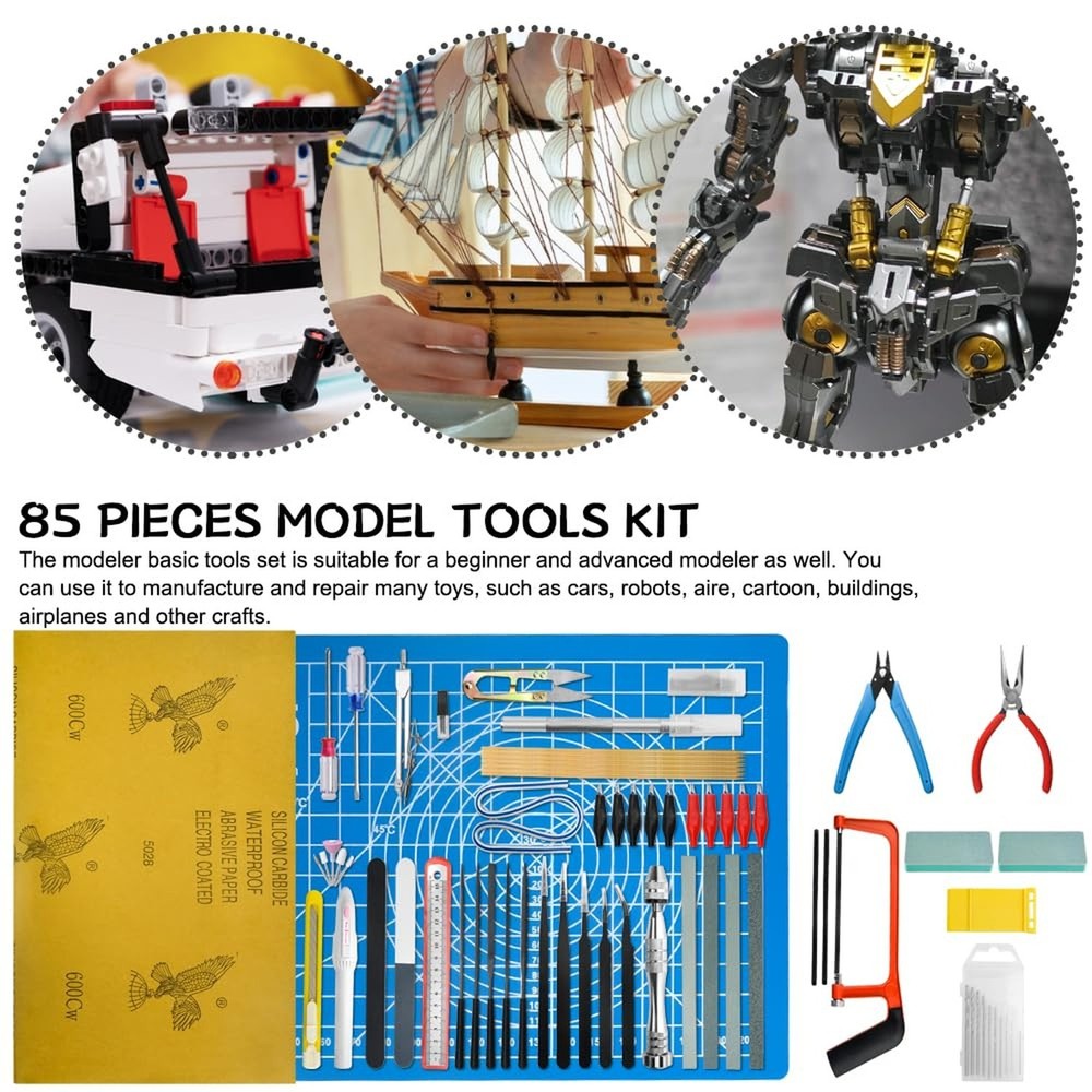 Bigstone 85 PCS Model Tools Kit Hobby Building Tool Craft Set Modeler Basic D...