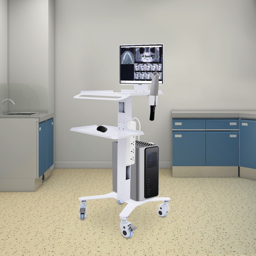 3 Tiers Height Adjustable Rolling Computer Mobile Cart Standing Workstation