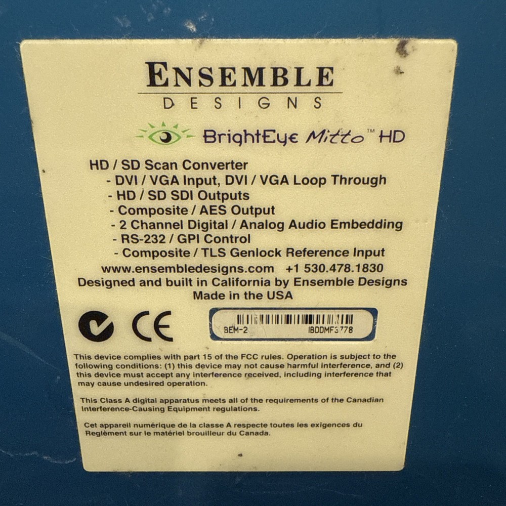 Ensemble Designs BrightEye Mitto HD -HD/SD Scan Converter