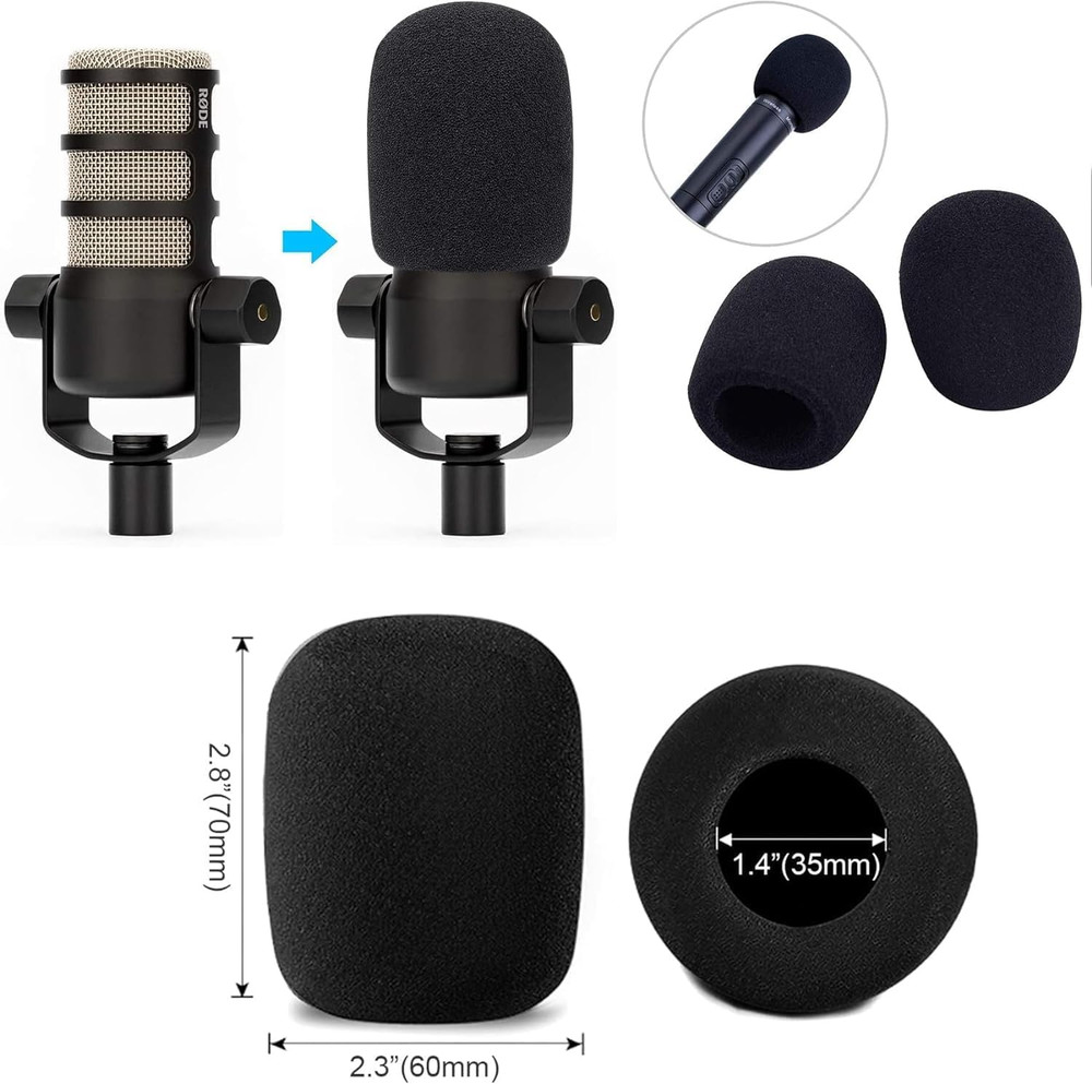 6 PCS Microphone Windscreen Black Foam Handheld Cover, Mic Covers for SM58, E835