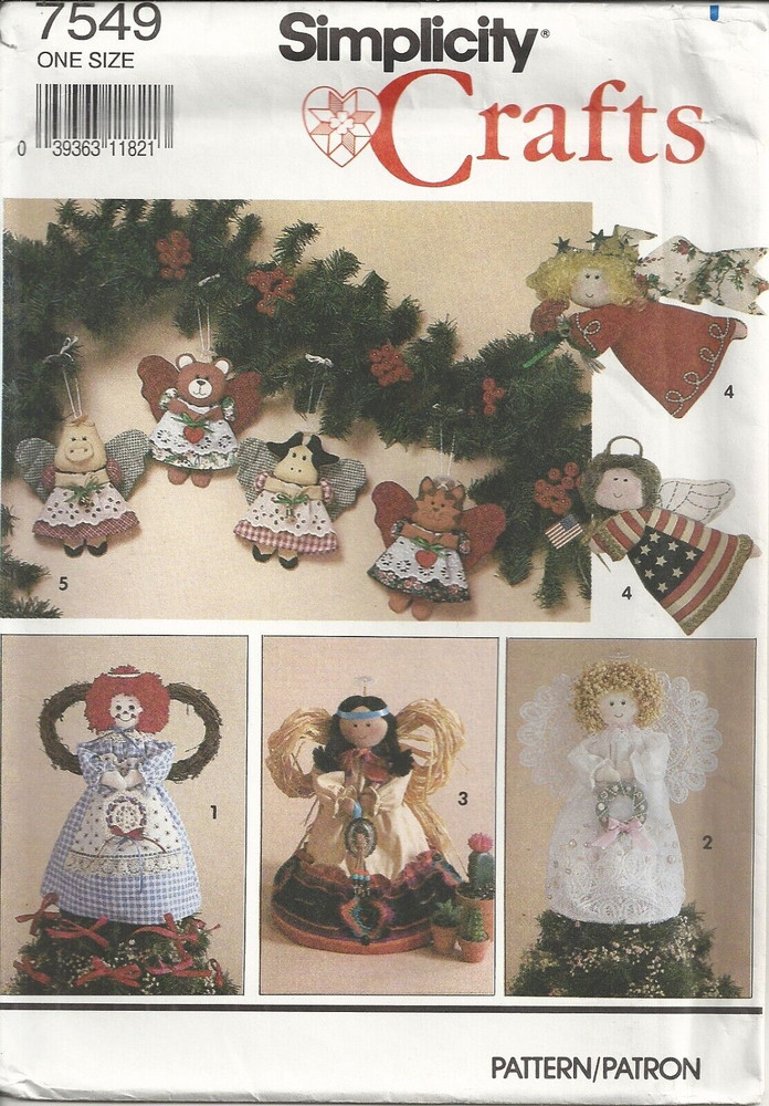 SIMPLICITY CRAFTS 7549 CHRISTMAS DECORATIONS SEWING PATTERN ©1991