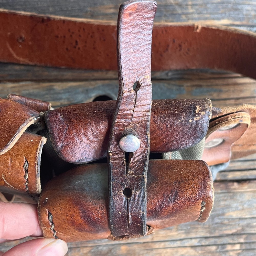 Antique WWI Original Leather Bandolier