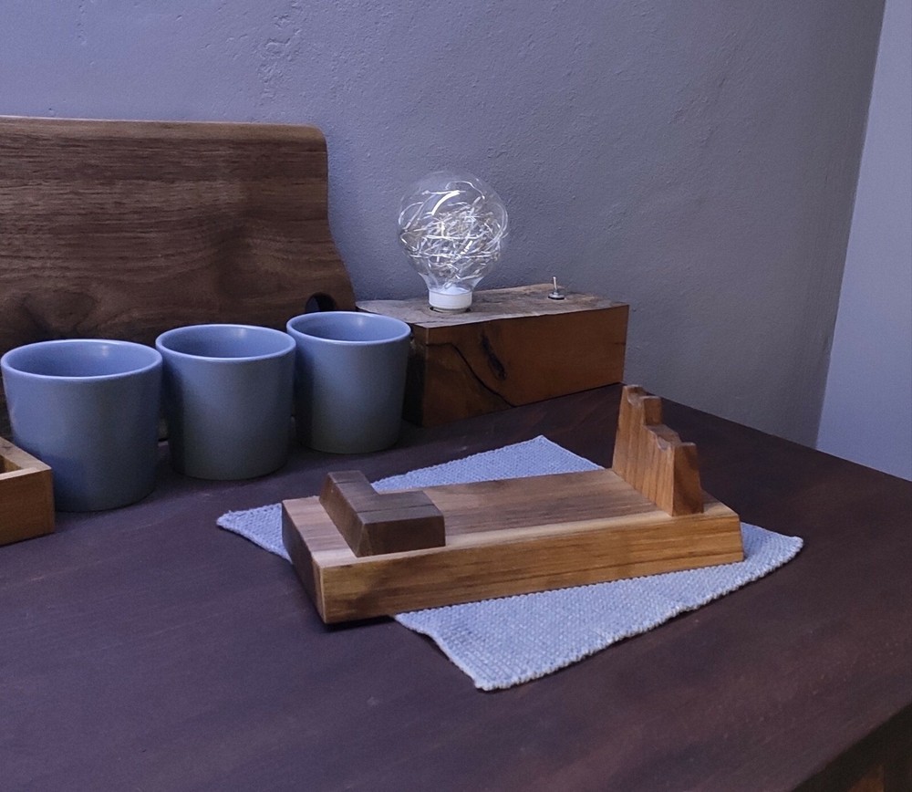 HeSy Handmade Dual Display Stand from solid walnut wood