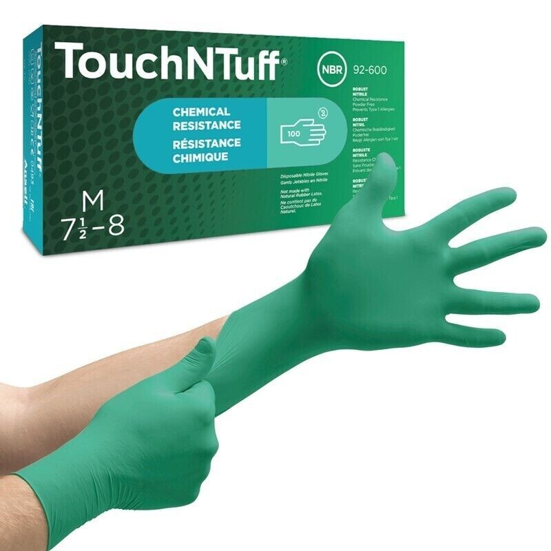 Ansell 92-600 Touch N Tuff Teal Nitrile Powder Free S, M, L, XL Cs/1000 (10x100)