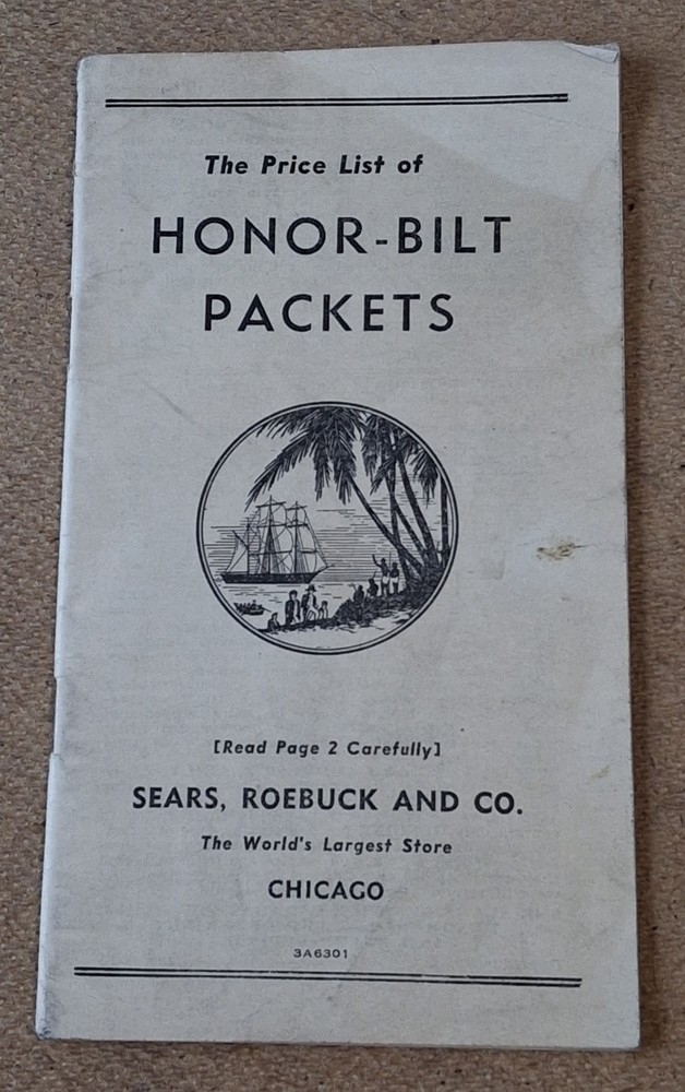 Vintage Sears Roebuck Honor-Bilt Packets Postage Stamp Catalog Price List