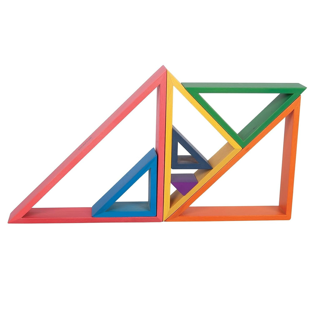 - 73418 Wooden Rainbow Architect Triangles - Nesting Puzzle - Stacking Blocks fo