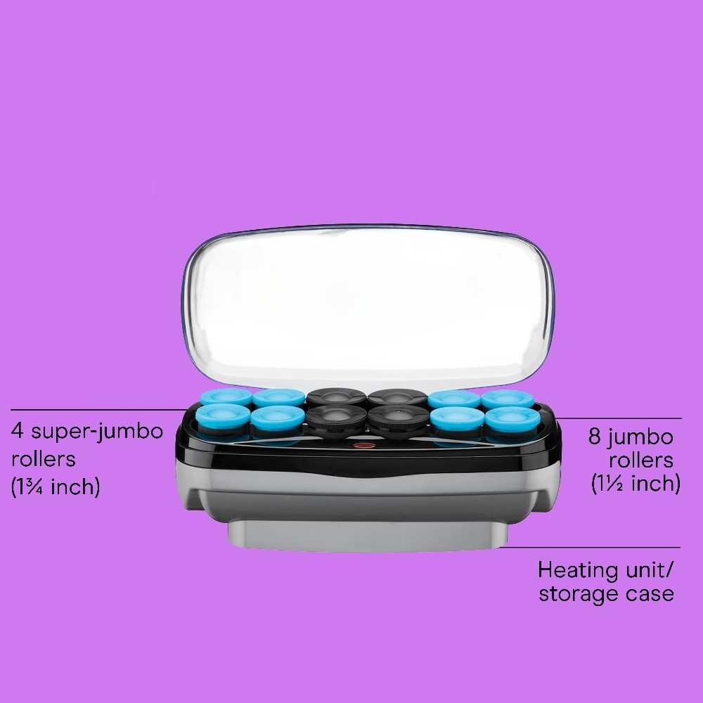 Custom Curls & Waves Rollers, 12 Multi-Size Ceramic Rollers with Clips