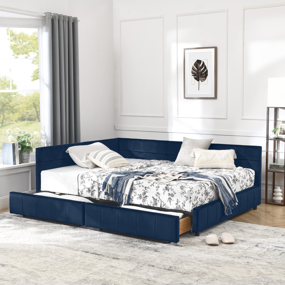 Full Size Storage Upholstered Tufted Bed Frame, Sofa Bed Frame with Comfortable
