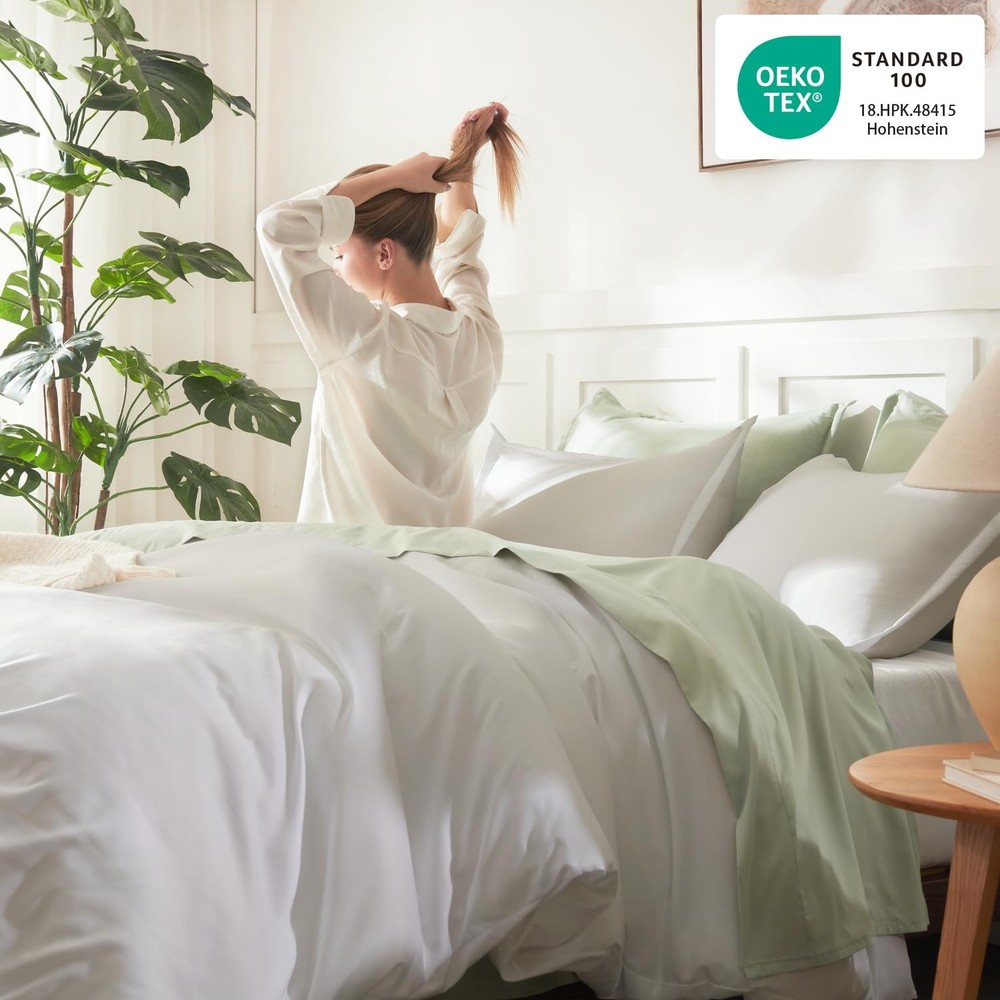 White Comforter Full Size Set, 3 Pieces Lightweight Solid Bedding Comforter S...