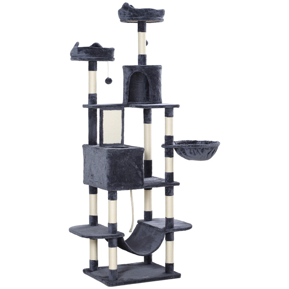 81" Cat Tree w/ Cat Scratching Posts, Scratching Board, Condos, Beds