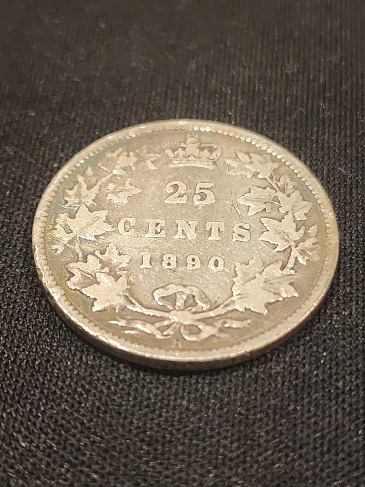 1890H Canada 25 Cents Silver Coin