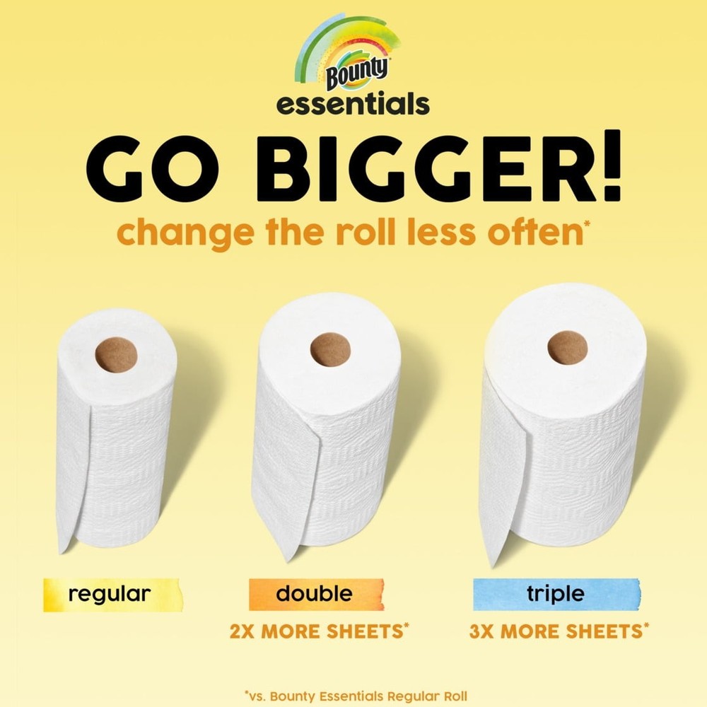 Essentials Select-A-Size Paper Towels, 2 Triple Rolls，White,162 Sheets Per Roll