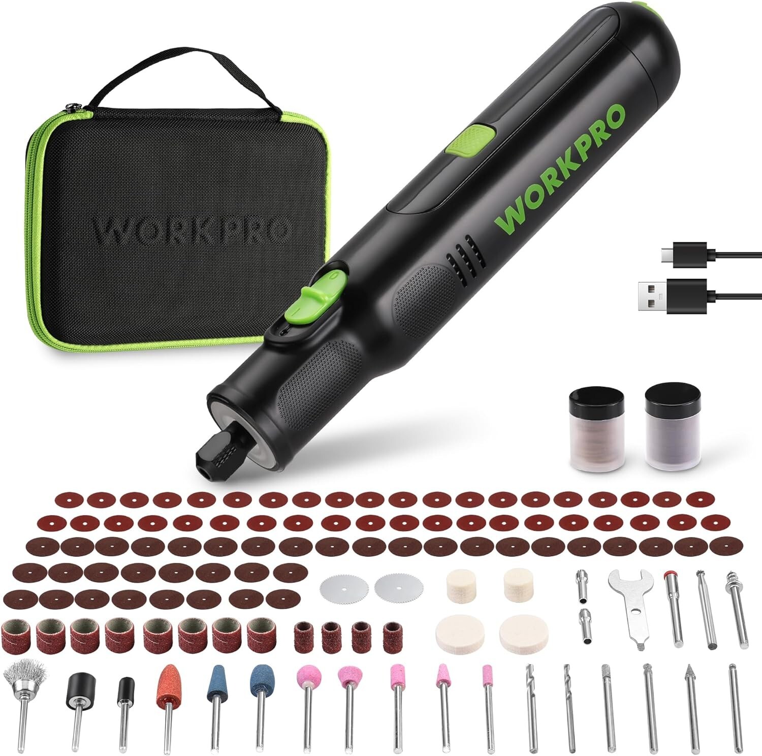 WORKPRO 7.2V Cordless Rotary Tool 6 Variable Speed w/117 Accessories Black