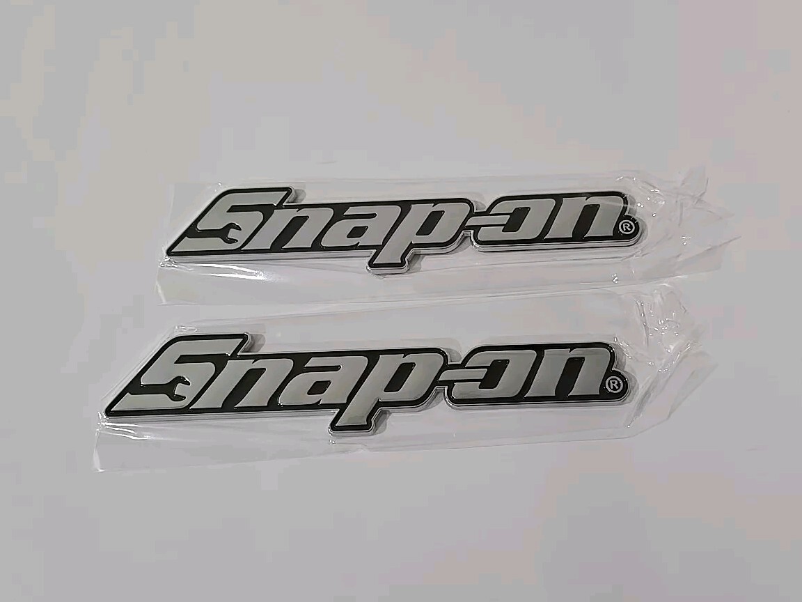 2PK SNAP ON TOOL BOX LOGO EMBLEM Chrome Plastic Badge Decal 8"+ 3 Red Drivers !!