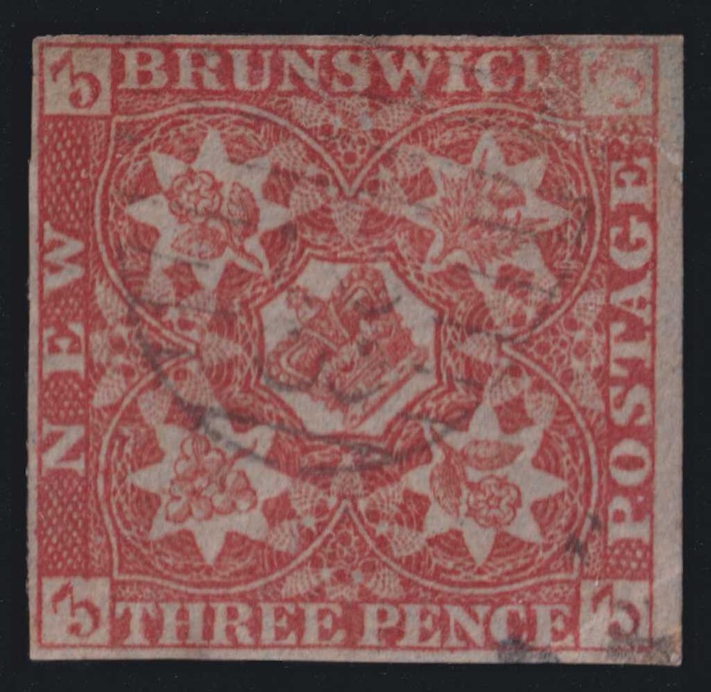 NEW BRUNSWICK 1  USED -  VERY TINY THIN - ATTRACTIVE STAMP! - MOY