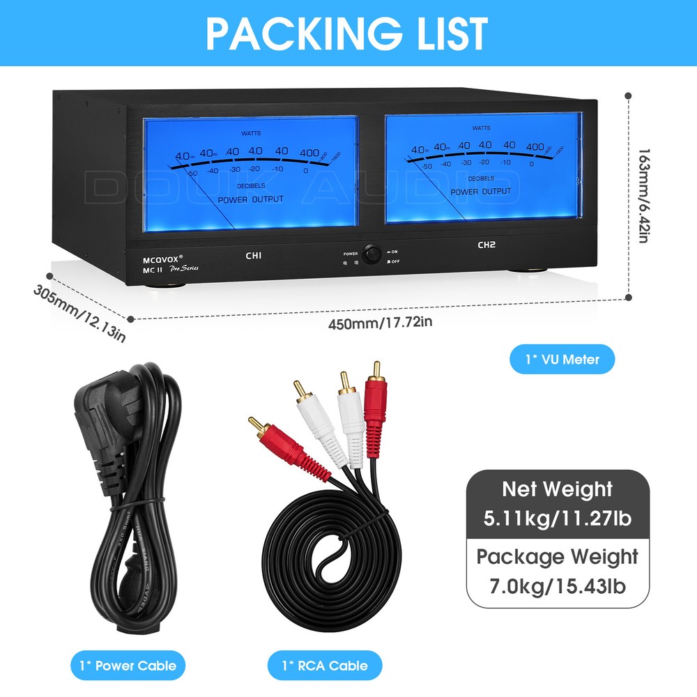Dual Analog VU Meter DB Panel MIC/LINE Sound Level Indicator Audio Switcher Box