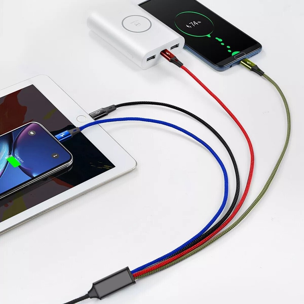 4 in 1 Multi USB Charging Cable Fast Charger Cord For iPhone/Type C/Micro USB