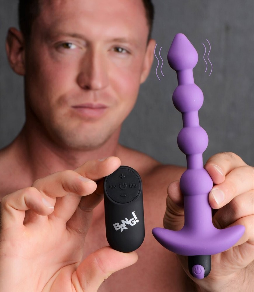 Remote Control Vibrating Silicone Anal Beads Purple Vibrator Ass Butt Play Plug