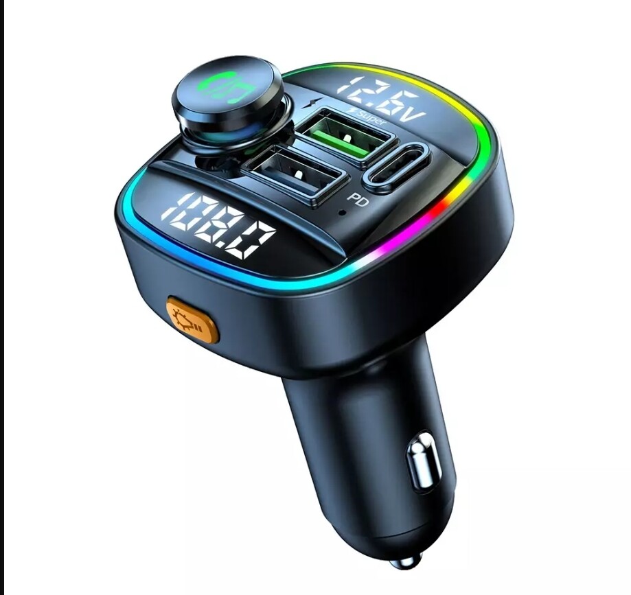 Bluetooth 5.0 Car FM Transmitter with USB PD Charger Wireless Audio Adapter AUX