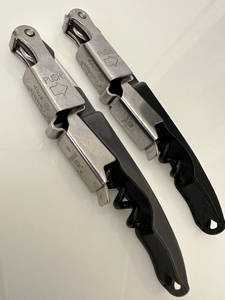(2) RABBIT Gray / Black Zippity 2-Step Waiters Corkscrews Wine Key Openers