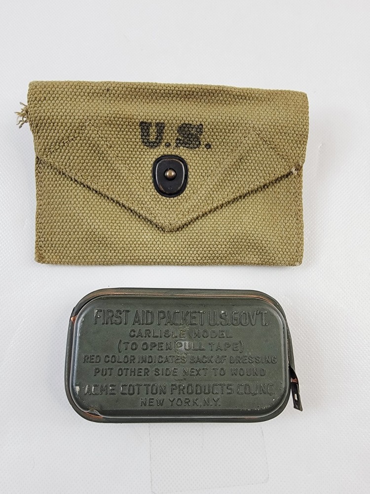ACME Cotton WW2 Carlisle Model First Aid Packet US Gov't UNOPENED w/ Carry Pouch