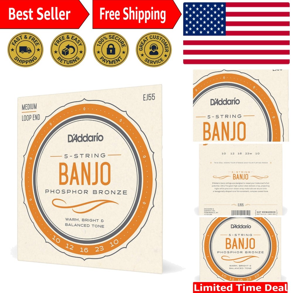 EJ55 5-String Banjo Strings - Loop End,  Phosphor Bronze Gauge 9-30