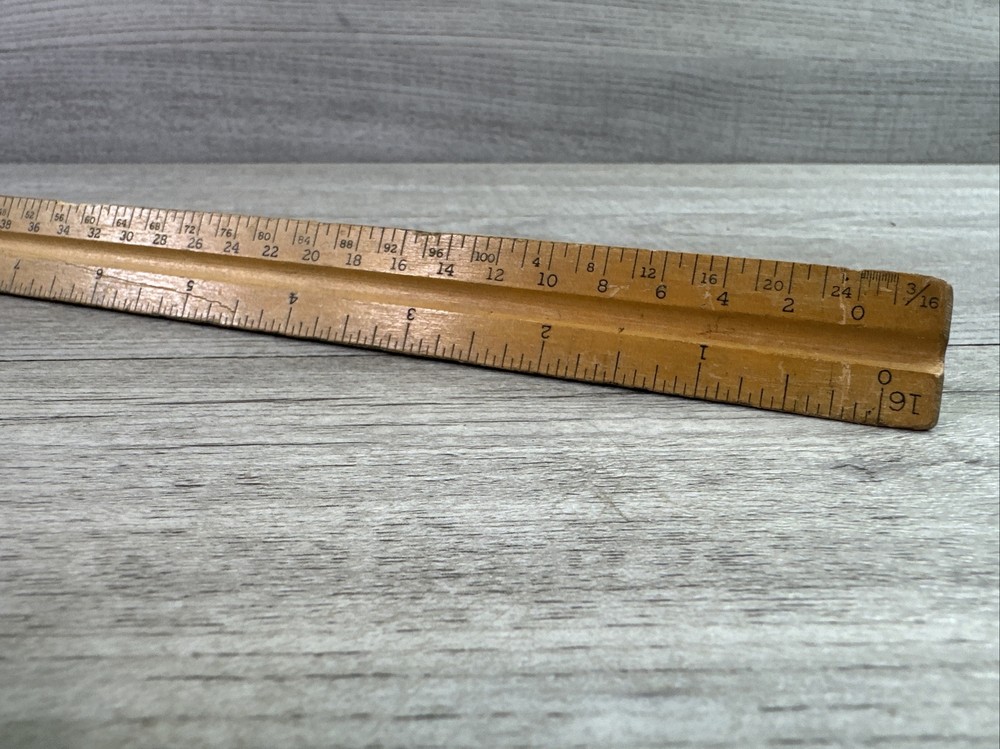 Vintage 12" K&E Co Star Quality Triangular Ruler 8881 Three Sided