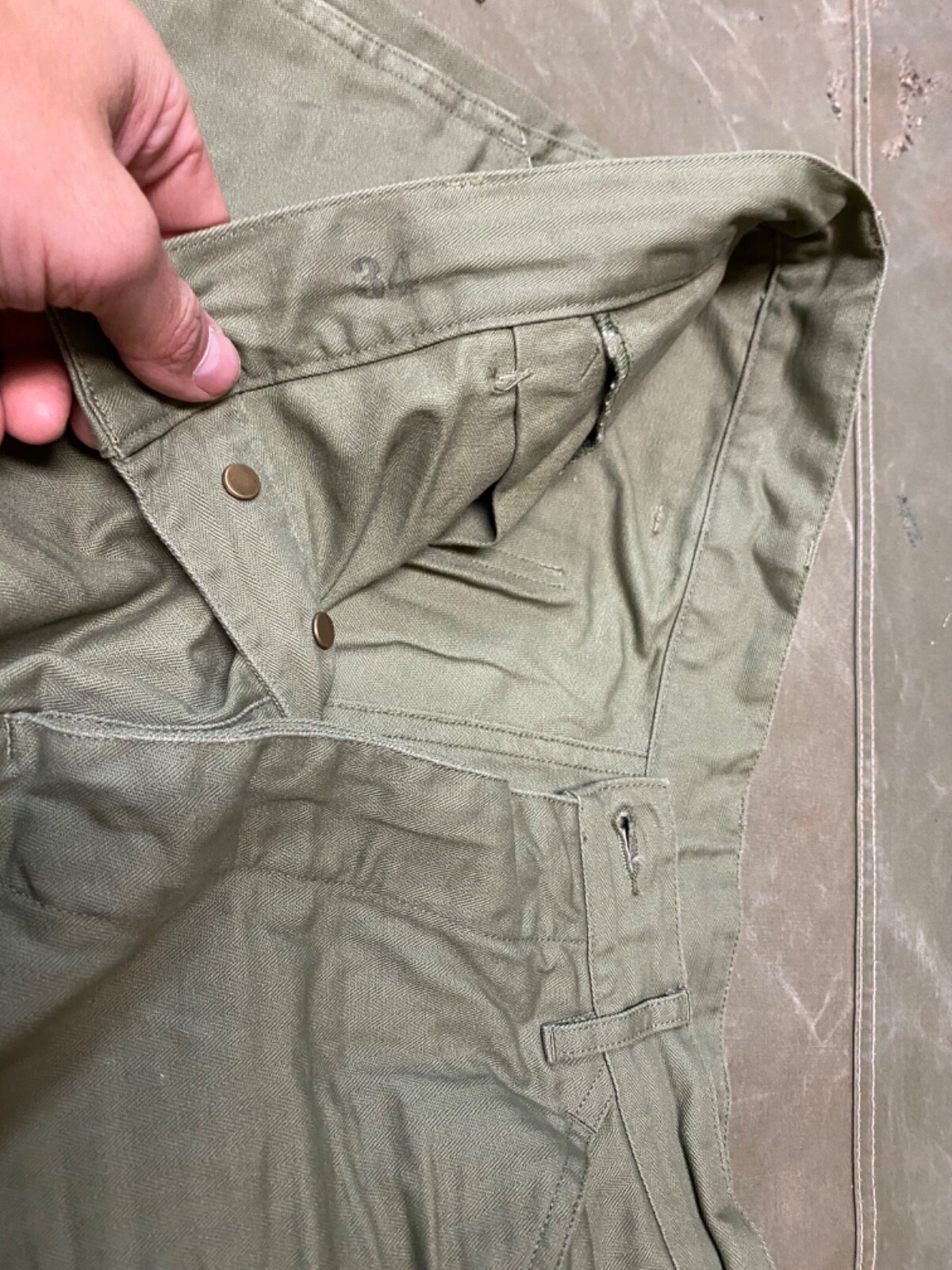 WWII US USMC MARINE P1941 P41 COMBAT FIELD HBT TROUSERS-SIZE MEDIUM 34 WAIST