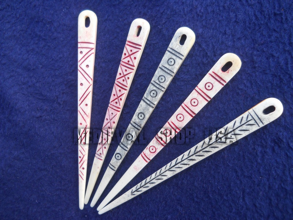 Antique Nalbinding Flat 4"/5" Bone Needle, Nalbinding Needle,pack off 5 Needles.