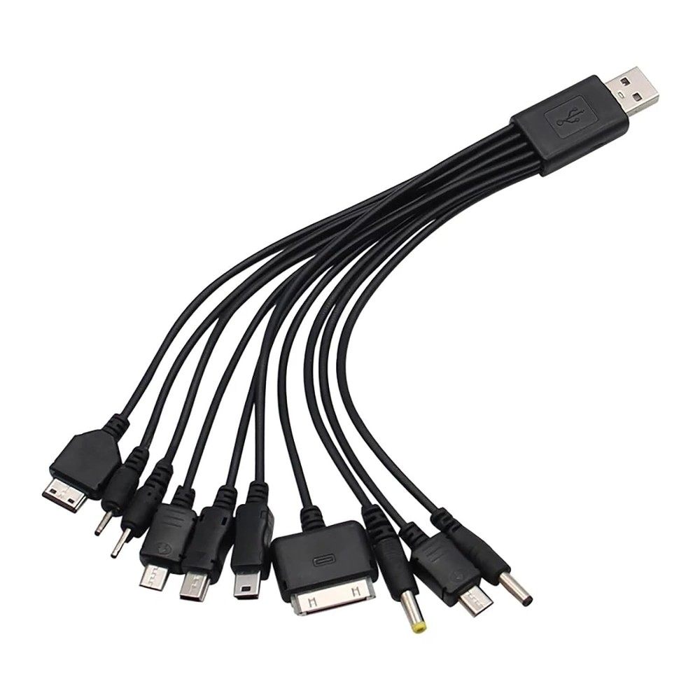 Black 10 in 1 Universal USB Cable, Multiple Charging Cable for...