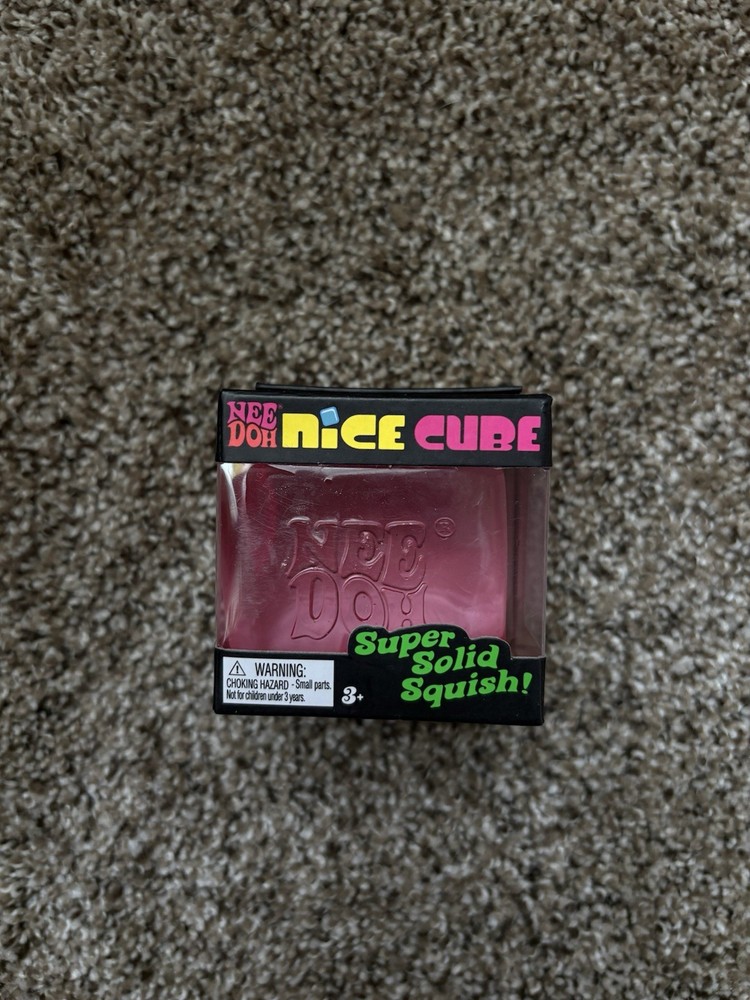 Nee Doh Nice Cube Super Solid Squish Pink Sensory Toy for Ages 3+