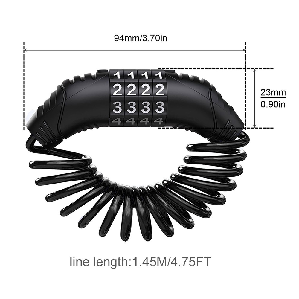 Four-digit Coded Cable Lock Combination Lock Portable Motorcycle Bicycle 1m Lock