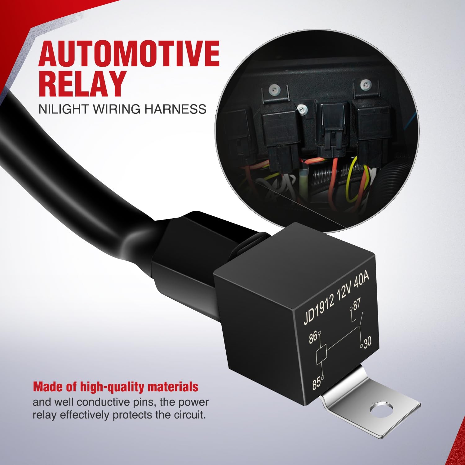 Nilight 16AWG ATV UTV Fan Override Switch Kit Wiring Harness Relay 5PIN Rocker