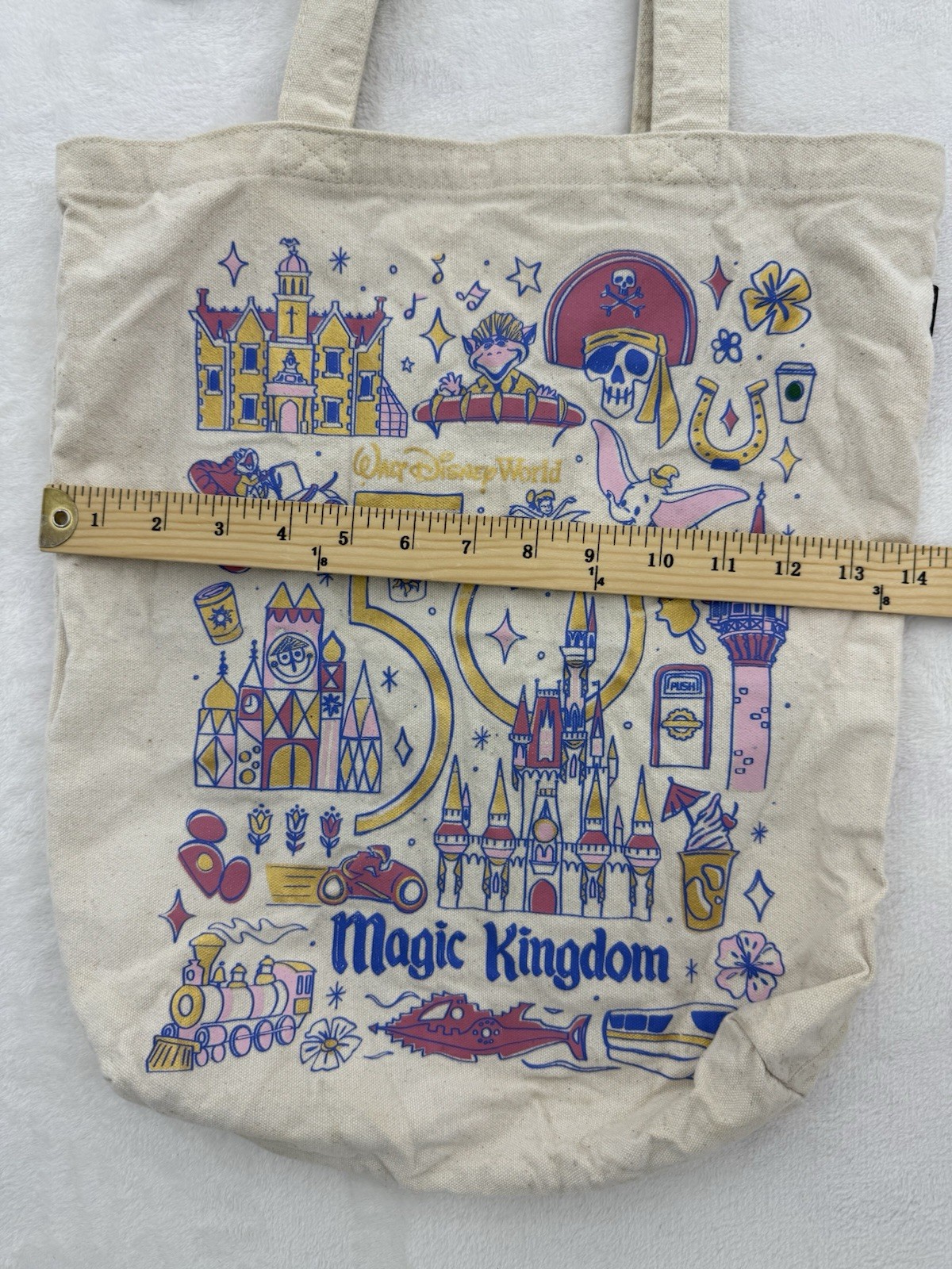 Starbucks Disney 50th Anniversary Cream Tote Bag Magic Kingdom