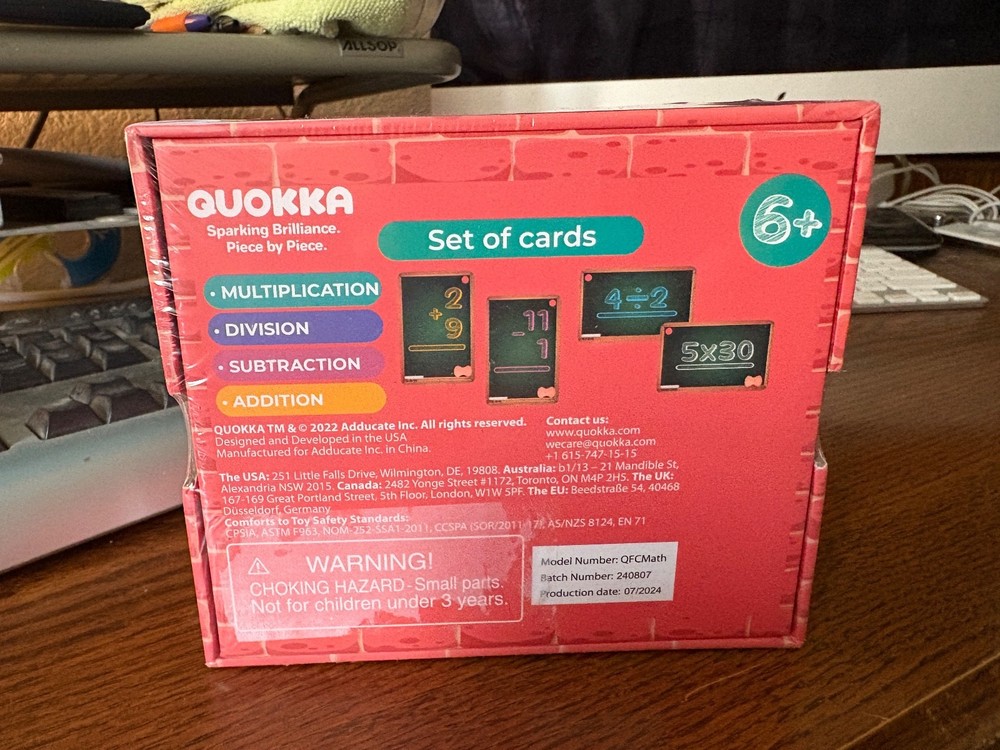 QUOKKA Math Multipack 278 Flash Cards Set for Grades 1-3 Sealed