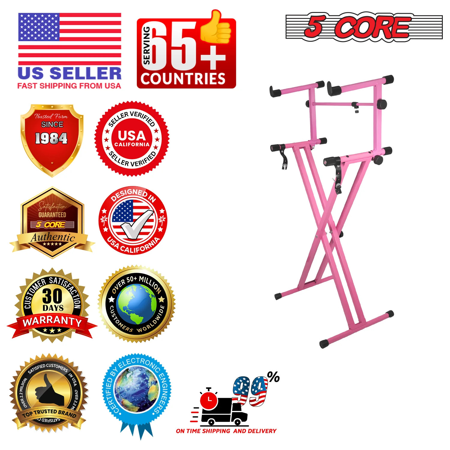 5 Core 2 Tier Keyboard Stand Combo Adjustable Piano Stand wExtension Arm