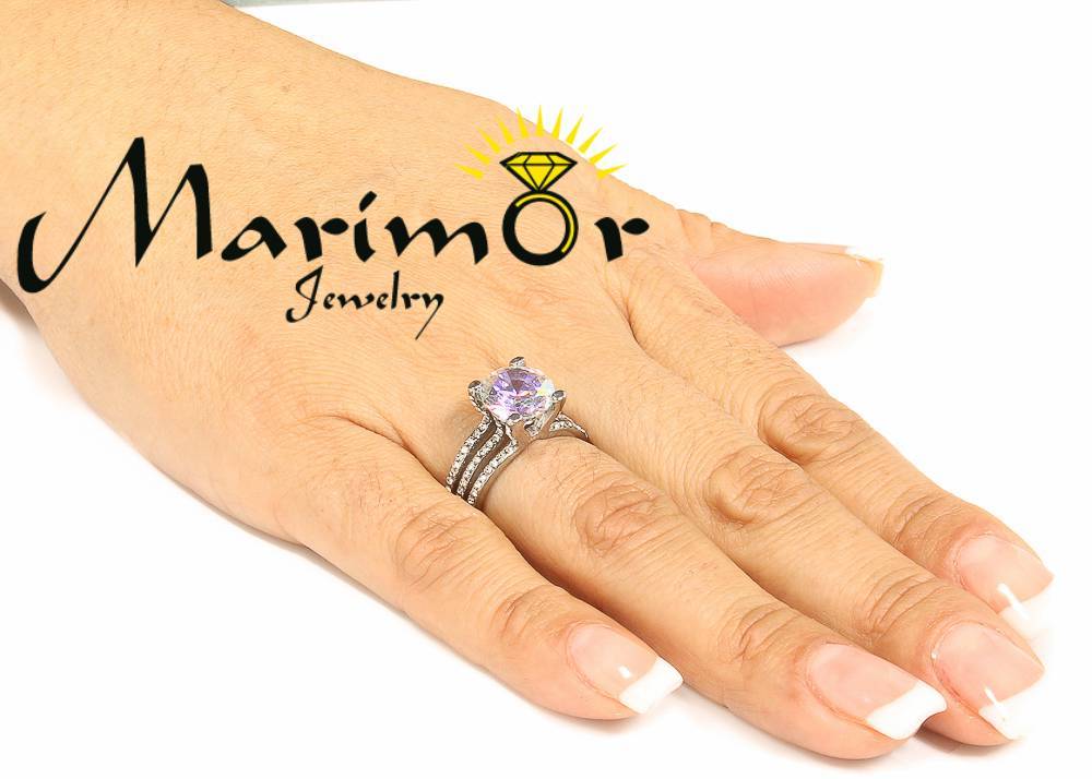 4.41Ct Stunning Cubic Zirconia Stainless Steel Engagement Ring Women's Size 5-10